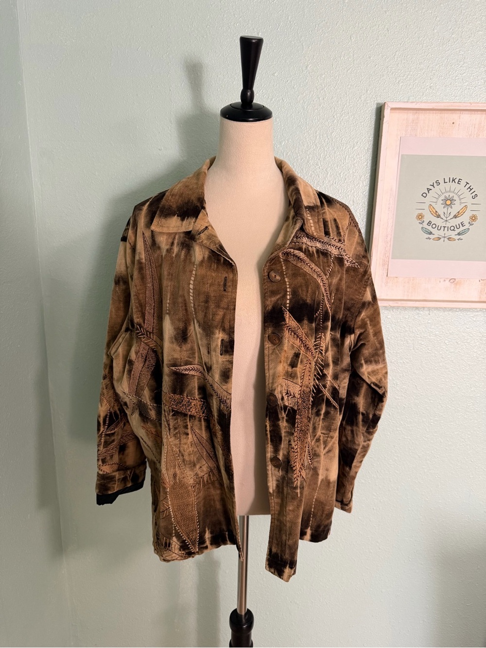 Vintage- Chico’s Design Brown Tie-Dye stitched, Women's Jacket